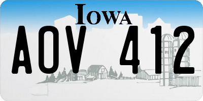 IA license plate AOV412