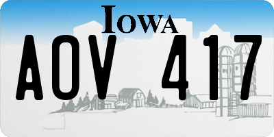 IA license plate AOV417
