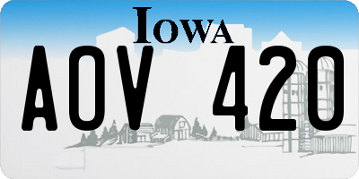 IA license plate AOV420