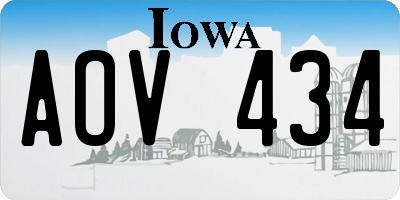 IA license plate AOV434