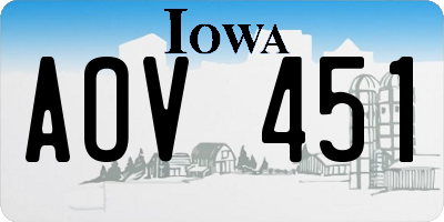 IA license plate AOV451