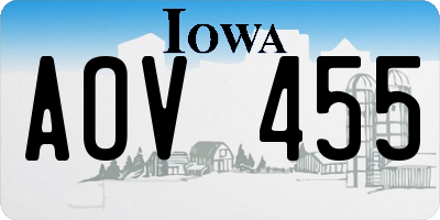 IA license plate AOV455