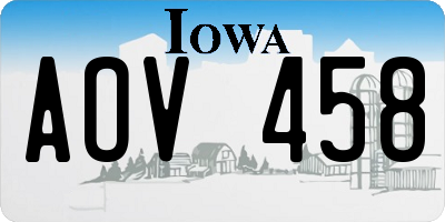 IA license plate AOV458