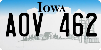 IA license plate AOV462