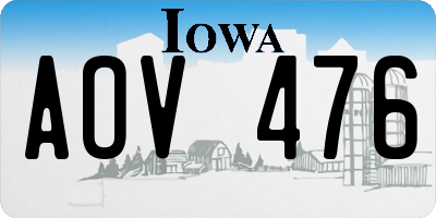 IA license plate AOV476