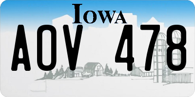 IA license plate AOV478