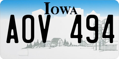 IA license plate AOV494