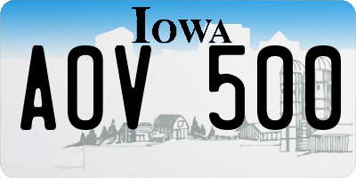 IA license plate AOV500