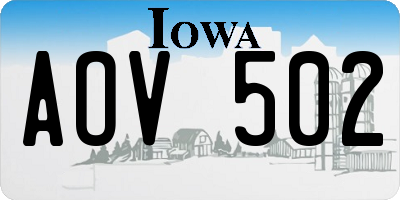IA license plate AOV502