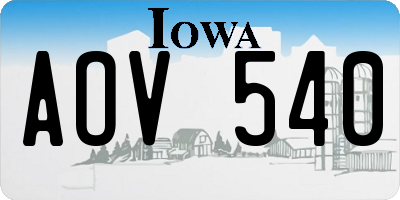 IA license plate AOV540