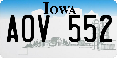 IA license plate AOV552