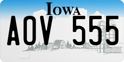 IA license plate AOV555