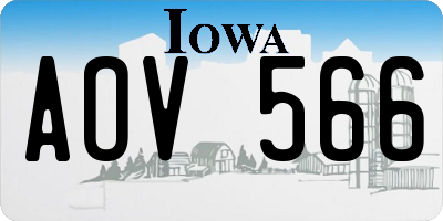 IA license plate AOV566