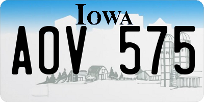 IA license plate AOV575