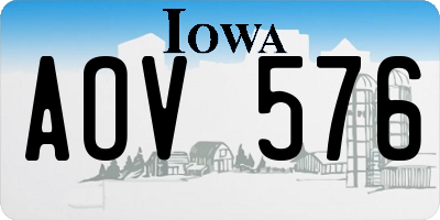 IA license plate AOV576