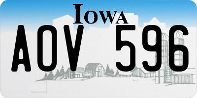IA license plate AOV596