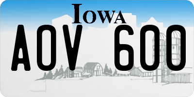 IA license plate AOV600