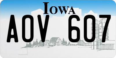 IA license plate AOV607