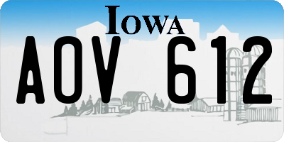 IA license plate AOV612