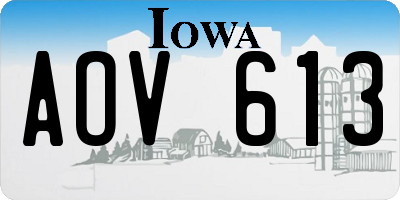 IA license plate AOV613