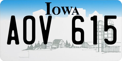 IA license plate AOV615