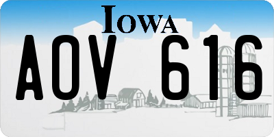 IA license plate AOV616