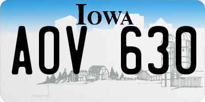 IA license plate AOV630