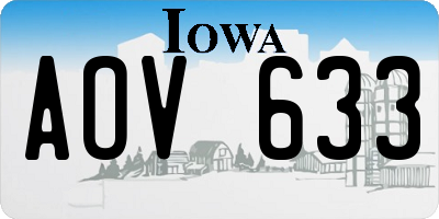 IA license plate AOV633