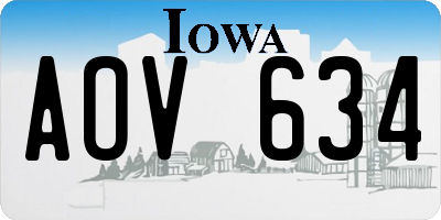 IA license plate AOV634