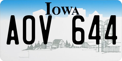 IA license plate AOV644