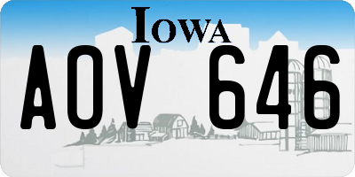 IA license plate AOV646