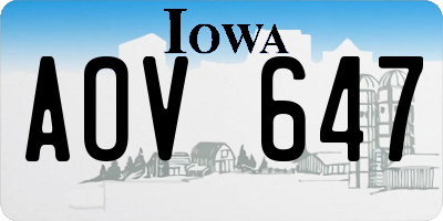 IA license plate AOV647