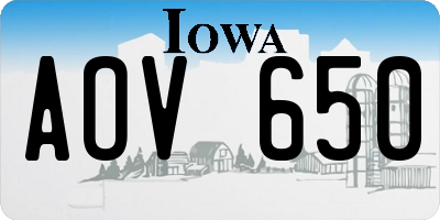 IA license plate AOV650