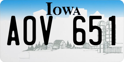 IA license plate AOV651