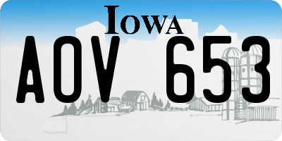 IA license plate AOV653