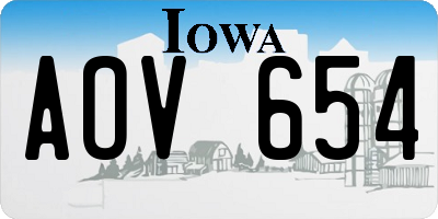 IA license plate AOV654