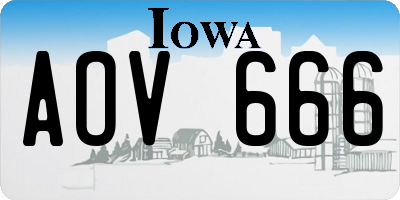 IA license plate AOV666
