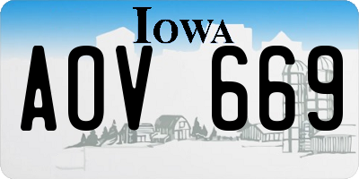IA license plate AOV669
