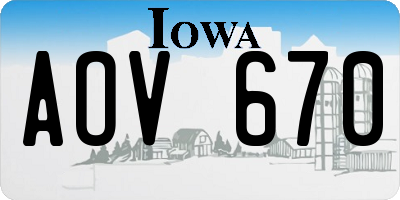 IA license plate AOV670