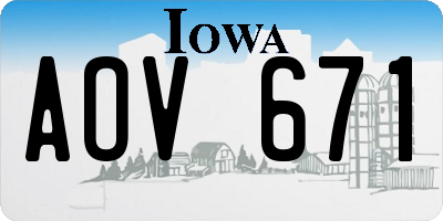 IA license plate AOV671
