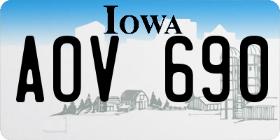 IA license plate AOV690