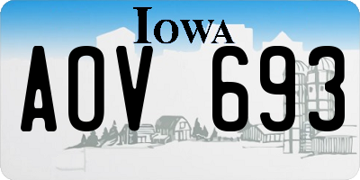 IA license plate AOV693