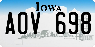IA license plate AOV698