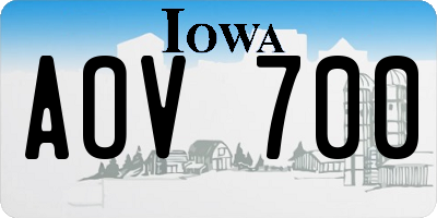 IA license plate AOV700