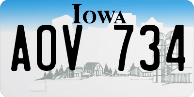 IA license plate AOV734