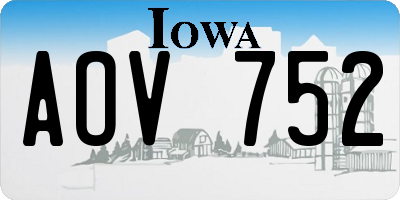 IA license plate AOV752