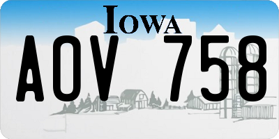 IA license plate AOV758