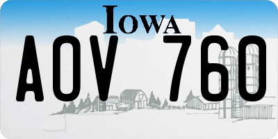 IA license plate AOV760