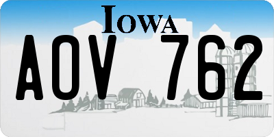 IA license plate AOV762