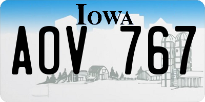 IA license plate AOV767